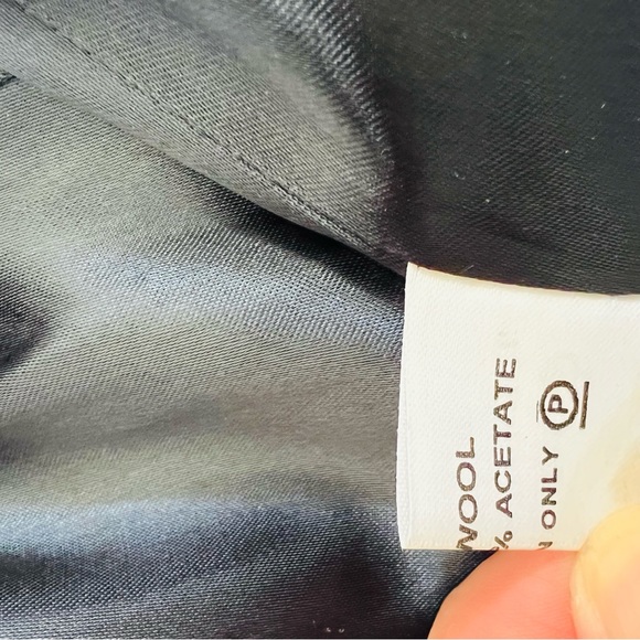 🛑SOLD BERMAN BLACK Plaid Wool Ruffle Peacoat in Navy/Purple Size S - Picture 11 of 11